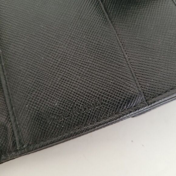 PRADA Vintage Tessuto Nero Black Nylon Leather Logo Plate Wallet Small Bifold - Picture 6 of 13